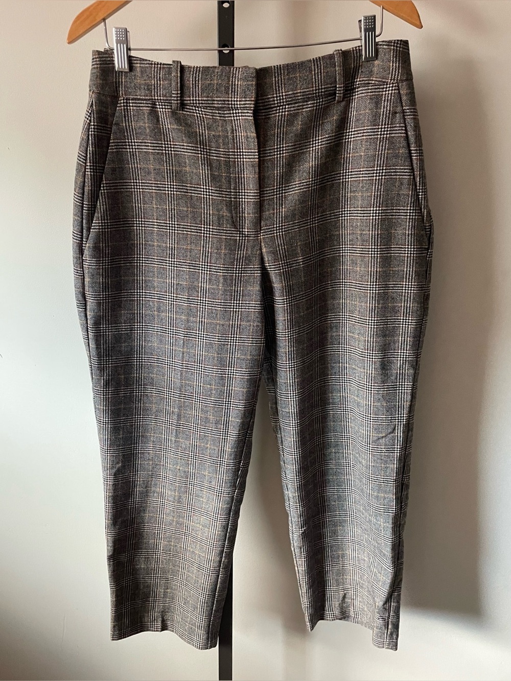 Hudson North Plaid Wool Blend Cropped Trousers Pants Size 10